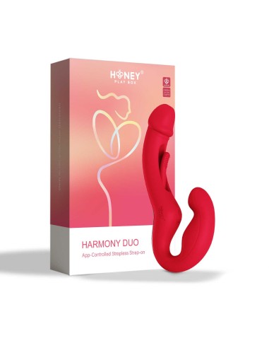 Harmony Duo Strap on vibrant avec tapotage - Rouge