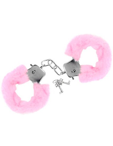 Pink furry wrist cuffs with security - CC5140030050