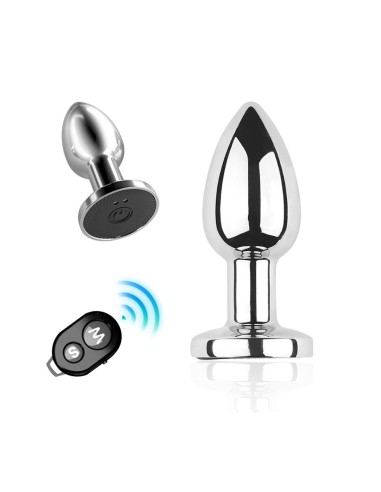 Vibrating stainless steel anal plug size S with remote control, USB - RY-207-S