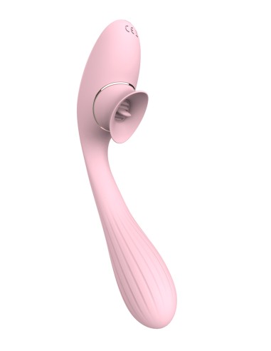 2 in 1 Clitorisstimulator met tong en vibrator voor G USB flexibel roze DISA - WS-NV025PNK