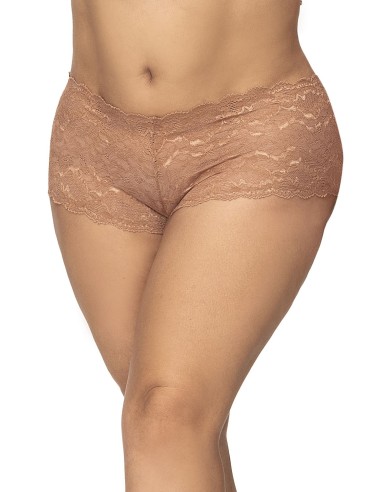 Grote maat taupe kanten shorty - MAL90TAUP