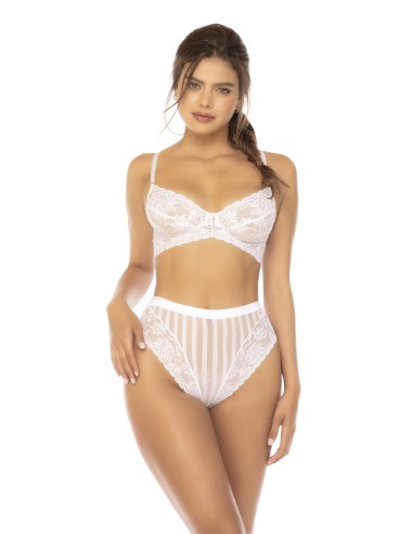 Emberly white 2-piece set, bra and high-waisted panties - MAL8842WHT