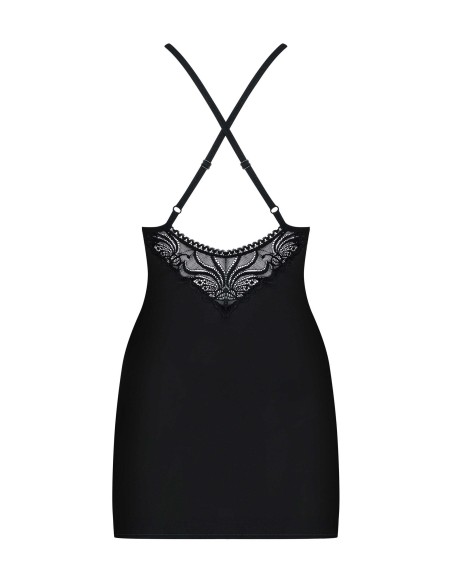 828-CHE-1 Camisón y Tanga - Negro