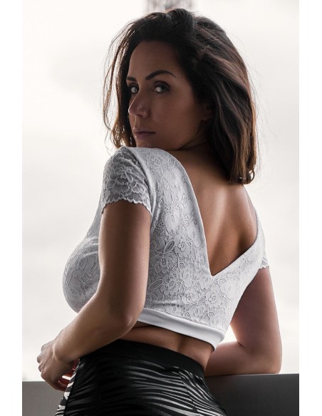 Top sexy corto reversible bimateria blanco - LTK2-WHT