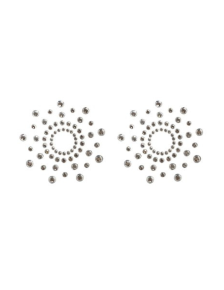 Paire de cache tétons adhésifs strass blanc - NP-1030WHT