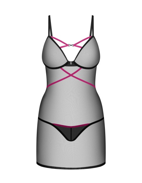 Novenes nightie and thong - Black
