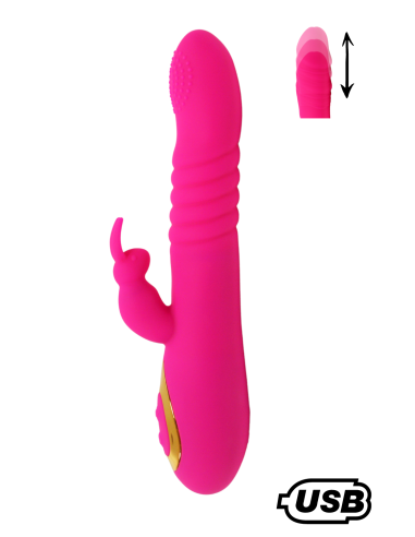 TWIST 2 Rose, Vibromasseur Rabbit va-et-vient USB en silicone médical, doté de 18 modes de stimulation - BQ587PNK