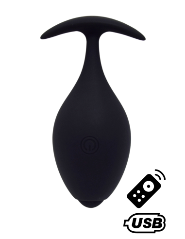 BABA, Plug vibrant anal noir USB, avec télécommande - BQ131BLK