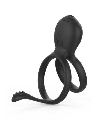 PEPIN, Cockring with double rings in soft medical silicone with 1 vibration mode - COR032BLK