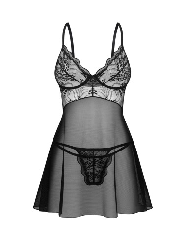 Perisia babydoll en string - Zwart