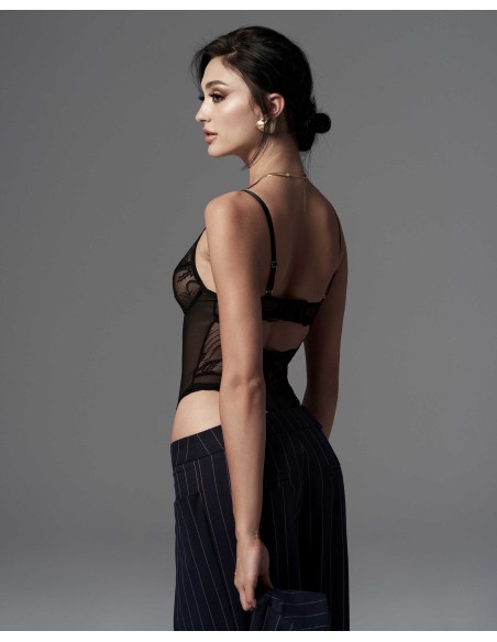 Perisia open bodysuit - Black