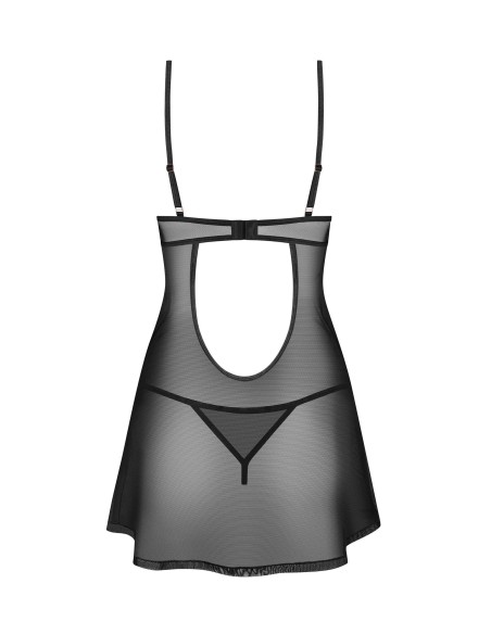 Camisón y tanga Euridia - Negro