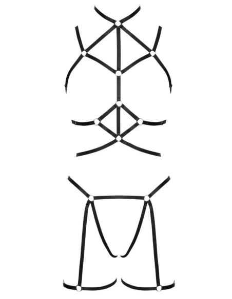 3-delige harnasbeha, jarretelgordel en stringset - R24805221101