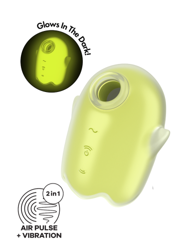 Stimulateur de clitoris fluorescent vibration et air pulsé USB vert Glowing Ghost Satisfyer - CC597852