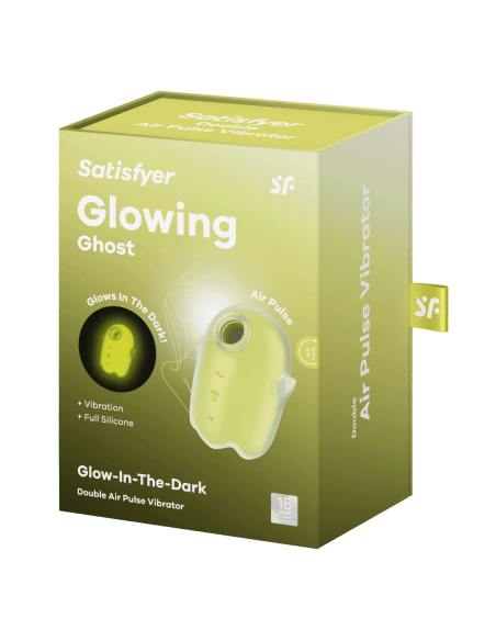 Fluorescerende clitorisstimulator trillingen en gepulseerde lucht USB groen Glowing Ghost Satisfyer - CC597852