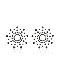 Pair of black rhinestone adhesive nipple covers - NP-1030BLK