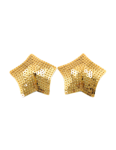 Paire de cache tétons adhésifs étoile pailletée sequin doré