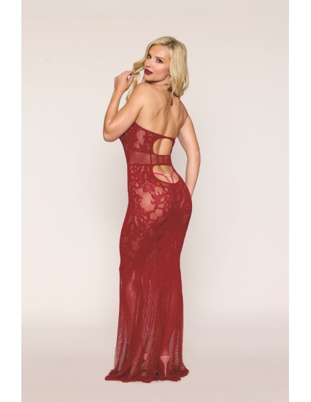 Red Fishnet Long Nightie - DG0487RED