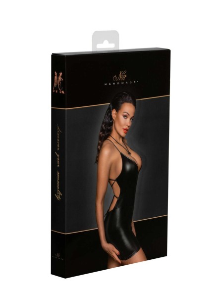 F252 Powerwetlook Mini Dress with Lace-up Back