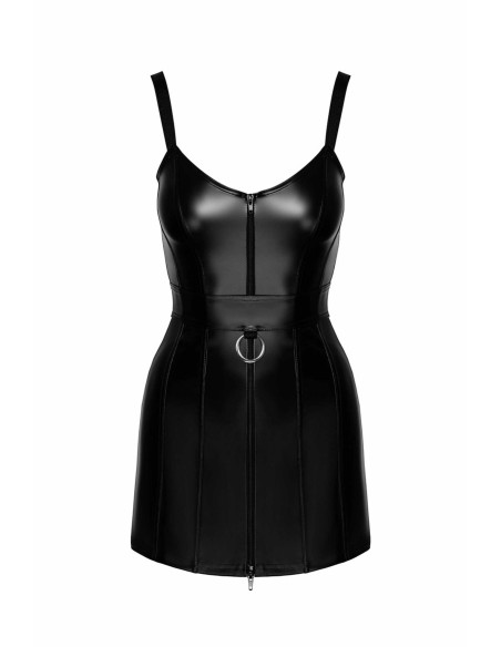 F320 Starlet - Wet Look Mini Dress with Ring Belt