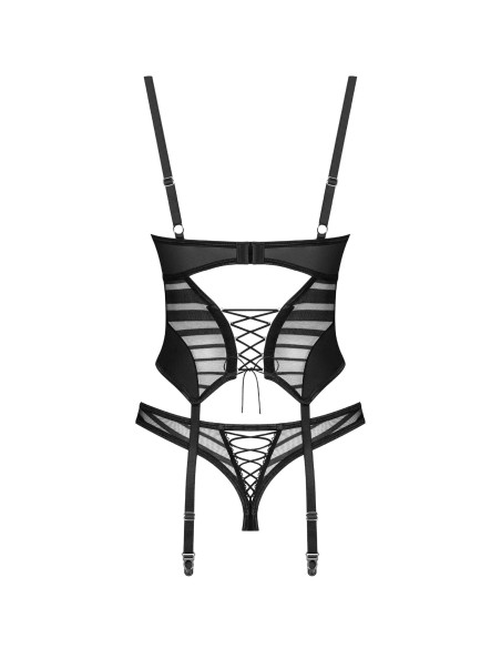 Lune Bellis korset en string - Zwart