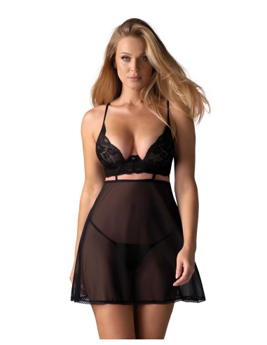 Nutris babydoll et String - Noire