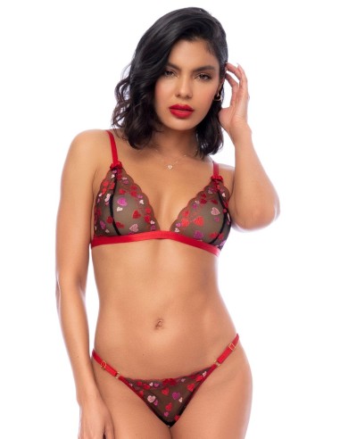 Conjunto de 2 piezas negro y rojo con corazones - MAL8899BLR