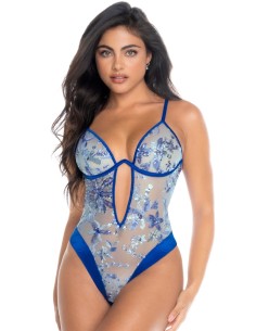 Blue thong bodysuit - MAL8909FABL