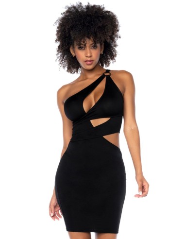 Black Asymmetrical Evening Dress - MAL40004BLK