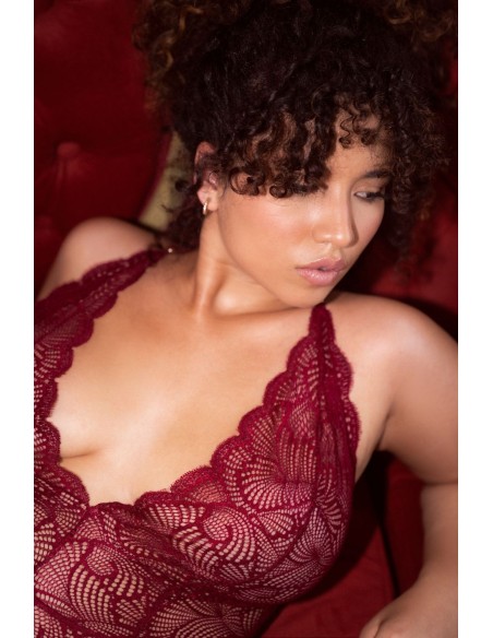 Grote maten frambooskleurige bodysuit - MAL8875XROSW