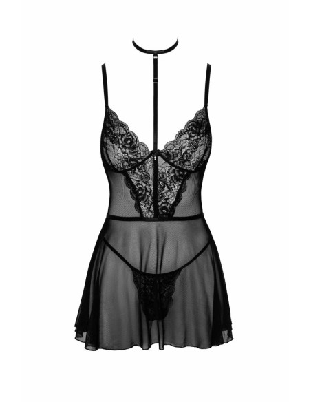 Babydoll y collar First Kiss 249 - negro