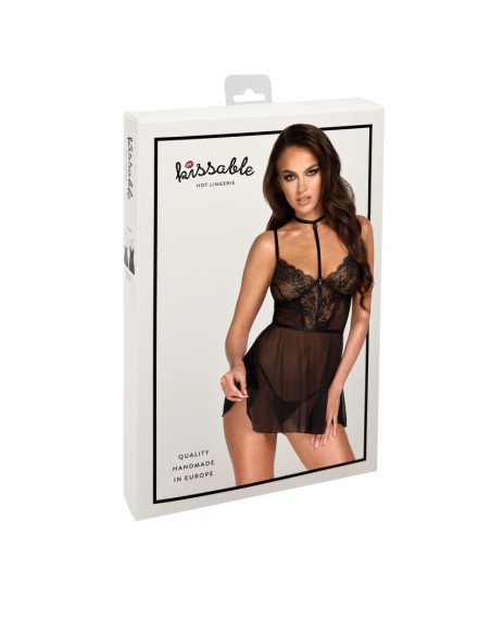 Babydoll y collar First Kiss 249 - negro