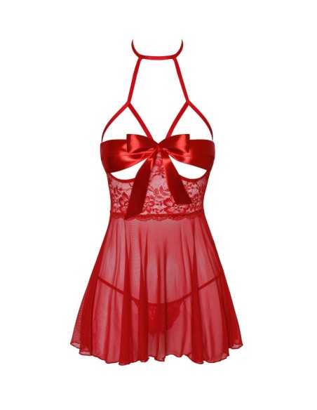 Sexy Kiss 247 babydoll en satijnen lint - Rood