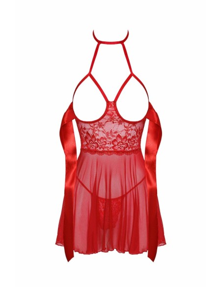 Sexy Kiss 247 babydoll en satijnen lint - Rood