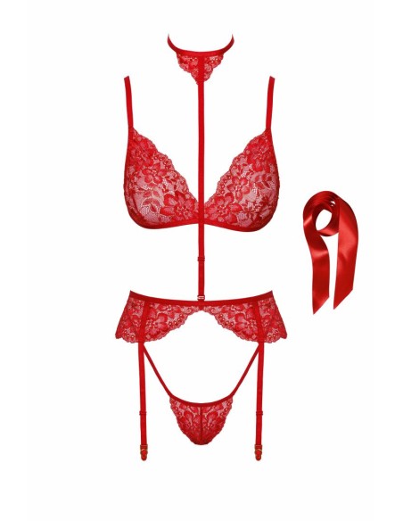 Bondage 243 5 Piece Lingerie Set - Red