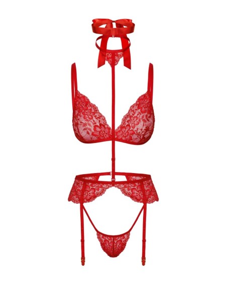 Bondage 243 5 Piece Lingerie Set - Red