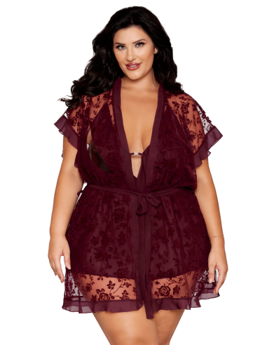 Babydoll en badjas grote maat aubergine - DG13666XCHE