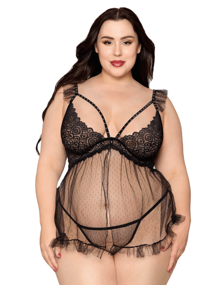 Babydoll groot zwart en bijpassende string - DG13694XBLK