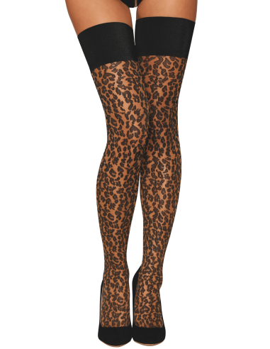 Leopard print hold ups - DG0533NBL