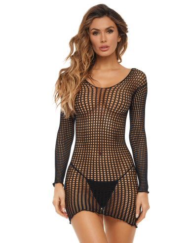 Fancy black fishnet dress - REN7107-BLK