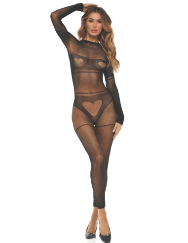 Black fantasy fishnet jumpsuit, bare back - REN7104-BLK