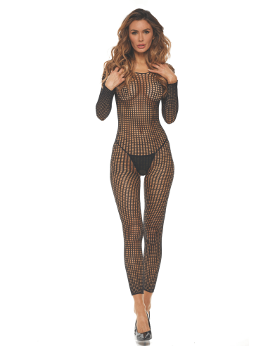 Zwarte bodystocking met open kruis - REN7108-BLK