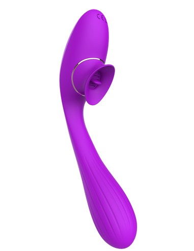 2 in 1 Clitoral stimulator with tongue and vibrator for G USB flexible purple DISA - WS-NV025