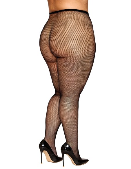 Collant résille grande taille fine maille noir - DG0542XBLK