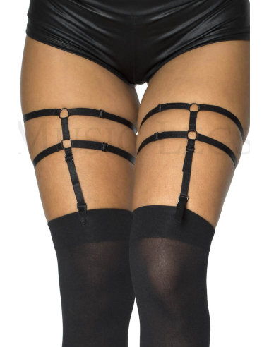 Shiny black harness-style garter belt - MH43006BLK