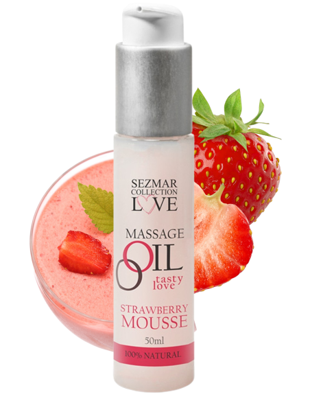 Eetbare aardbeienmousse massageolie 50ml - SEZ003