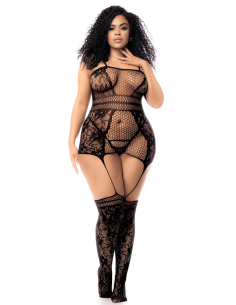 Grote zwarte visnet jumpsuit - MAL1105XBLK