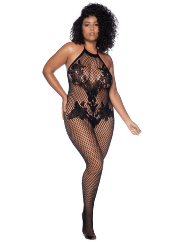 Large black fishnet jumpsuit - MAL1116XBLK