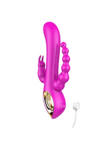 Vibromasseur Rabbit  rose  avec chapelet vibrant - TOZ-024PNK