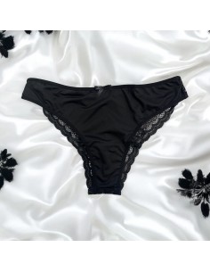 Zwart kanten slipje met satijnen strik - PF09LBLK